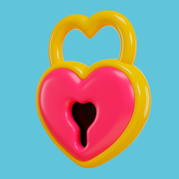 Ücretsiz PSD 3d rendering of heart lock  icon