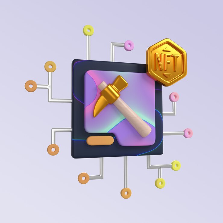 Ücretsiz PSD 3d rendering of nft icon design