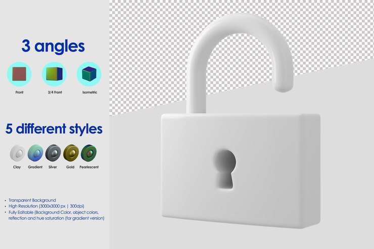 Ücretsiz PSD 3d unlocked icon
