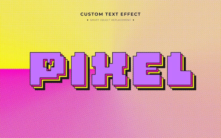 Ücretsiz PSD 8bit piksel arcade 3d metin stili efekti