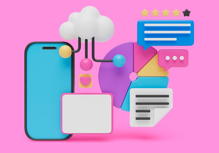 Ücretsiz PSD akıllı telefon arayüzü arka planının 3d render’ı