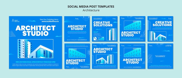 Ücretsiz PSD architect studio instagram posts collection