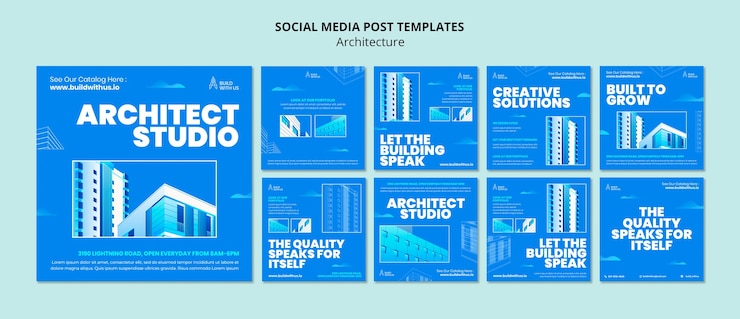 Ücretsiz PSD architect studio instagram posts collection