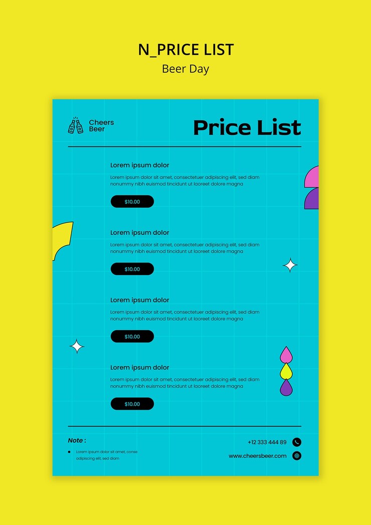 Ücretsiz PSD beer day celebration price list template