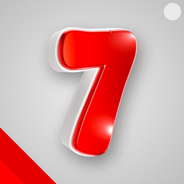 Ücretsiz PSD beyaz 3d 7 harfiyle parlak kırmızı sayılar