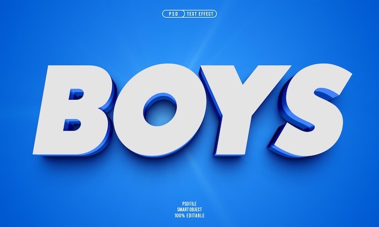Ücretsiz PSD boys 3d editable text effect