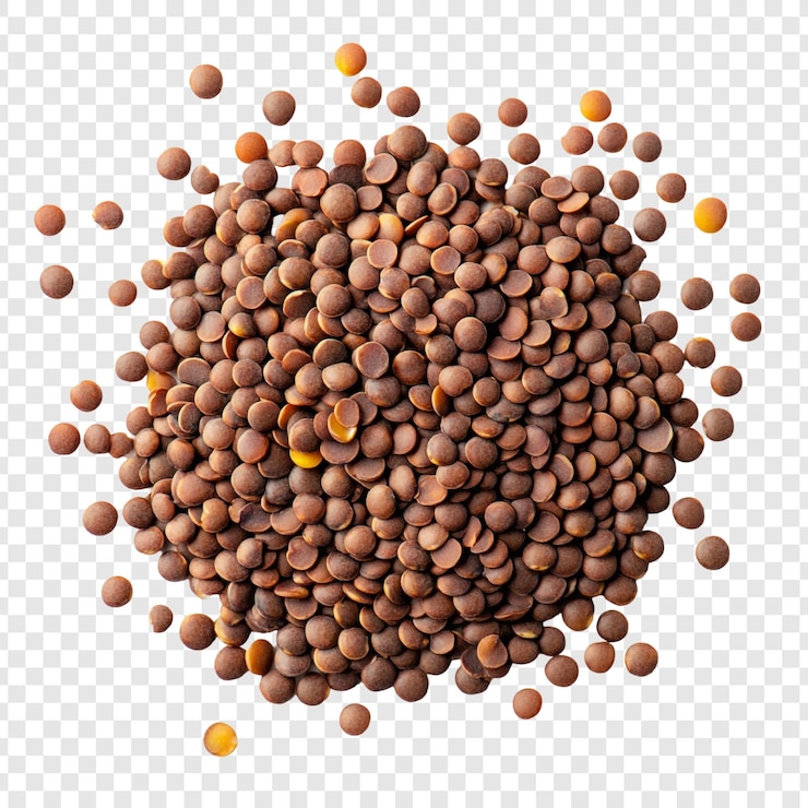 Ücretsiz PSD brown lentils pile top view isolated on transparent background