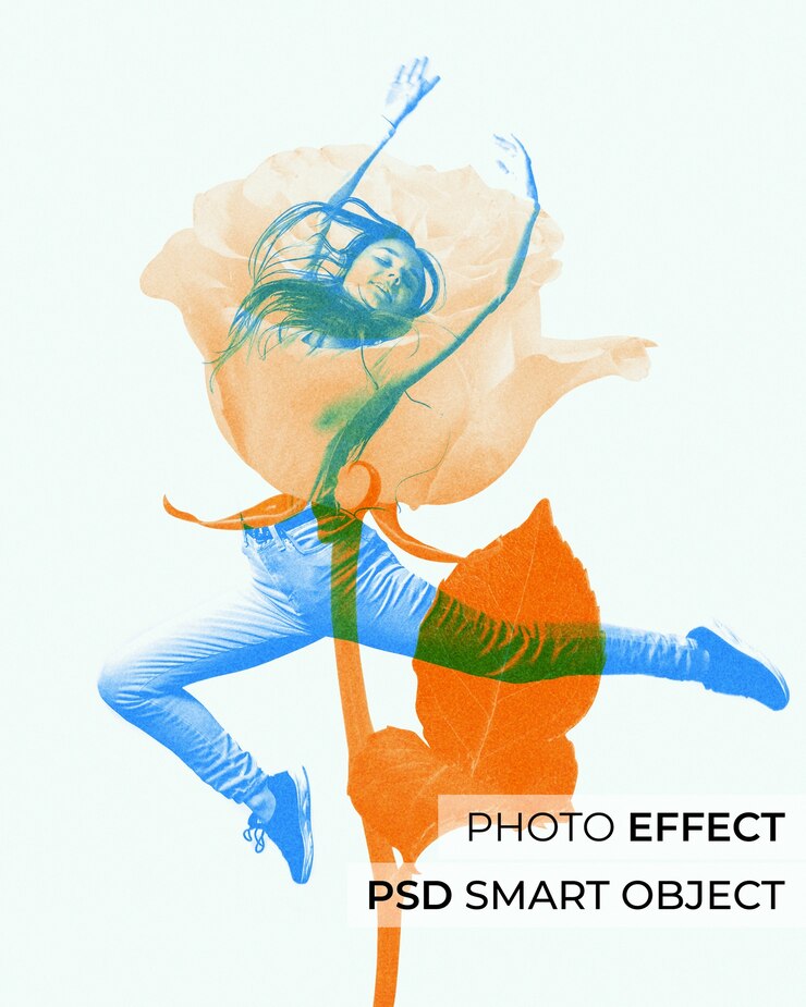 Ücretsiz PSD çift pozlama efekti