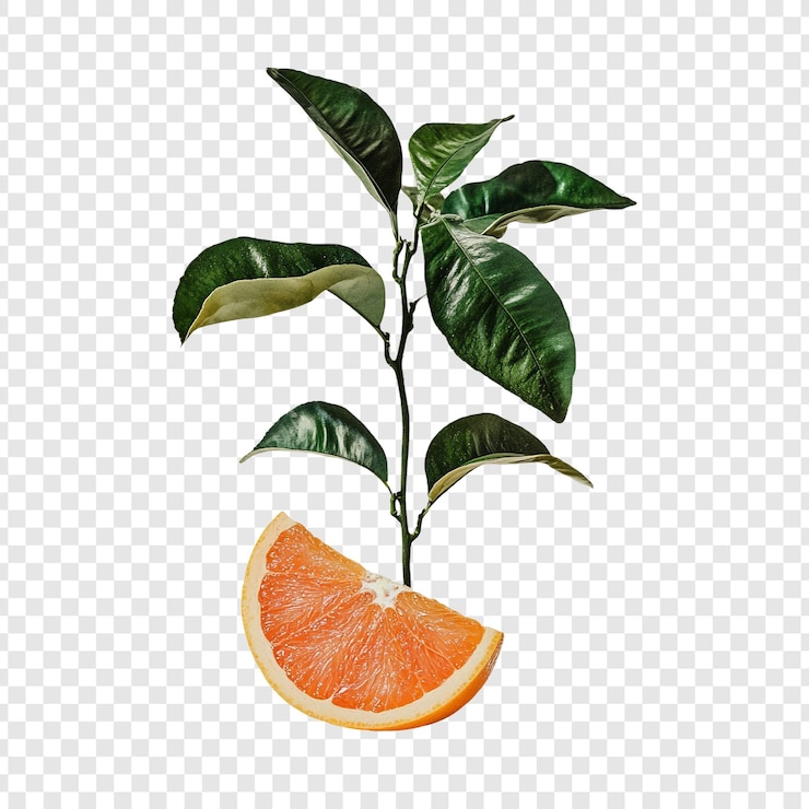 Ücretsiz PSD citrus branch and orange slice a vibrant still life