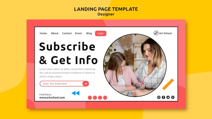 Ücretsiz PSD design info landing page template