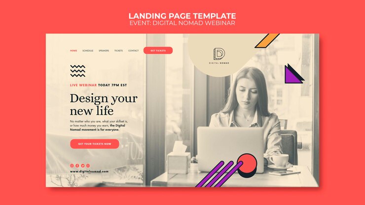 Ücretsiz PSD digital nomad landing page template