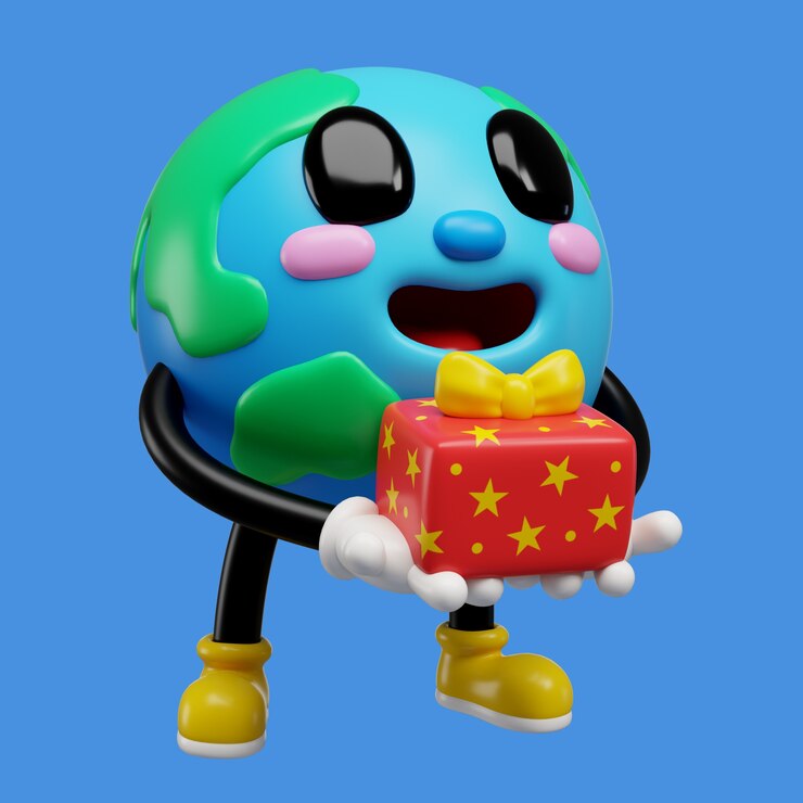 Ücretsiz PSD dünya emoji simgesinin 3d render'ı