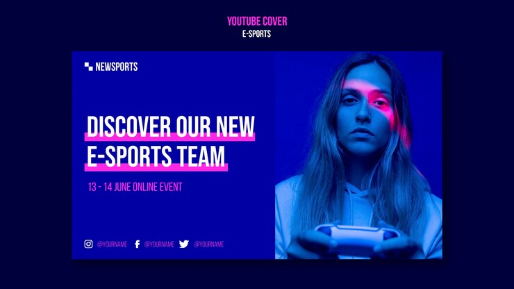 Ücretsiz PSD e-sports youtube cover design template