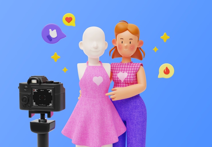 Ücretsiz PSD fashion influencer character  design