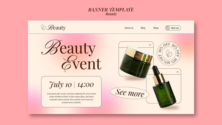 Ücretsiz PSD flat design beauty concept landing page