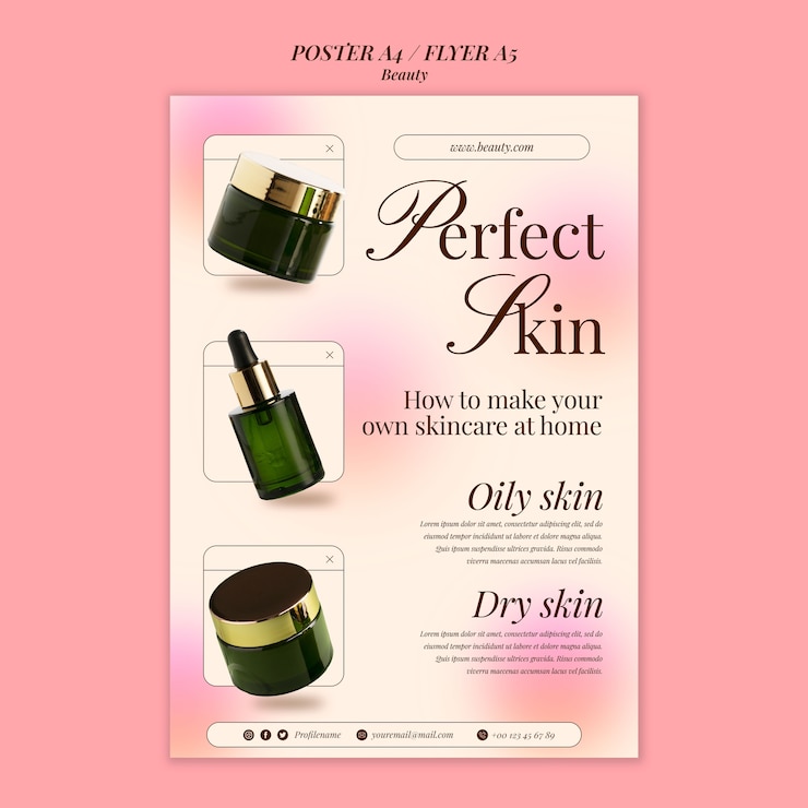 Ücretsiz PSD flat design beauty concept poster template