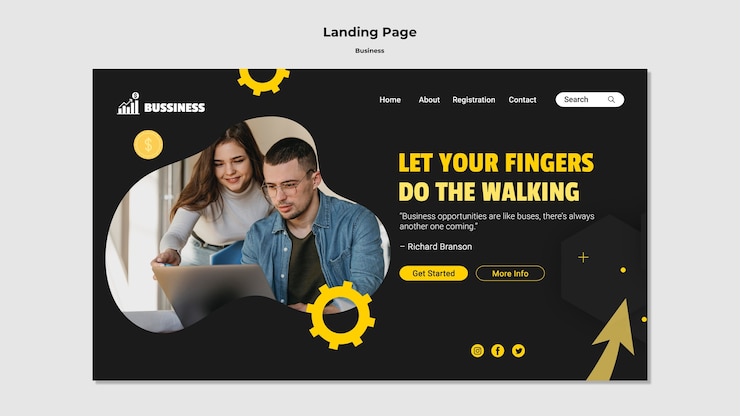 Ücretsiz PSD flat design landing page business template