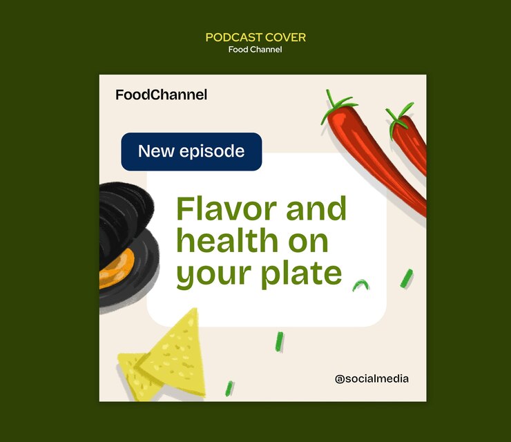Ücretsiz PSD food channel podcast cover