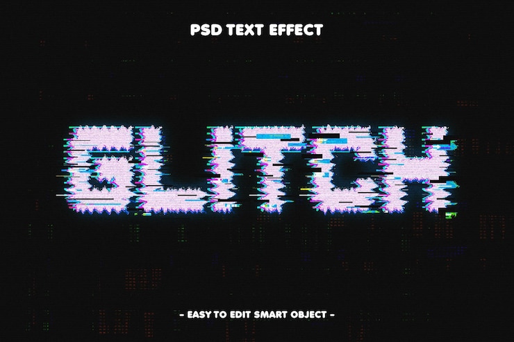 Ücretsiz PSD glitch düzenlenebilir metin efekti