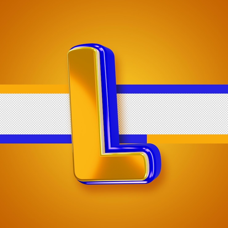 Ücretsiz PSD glossy yellow alphabet with blue 3d letter l