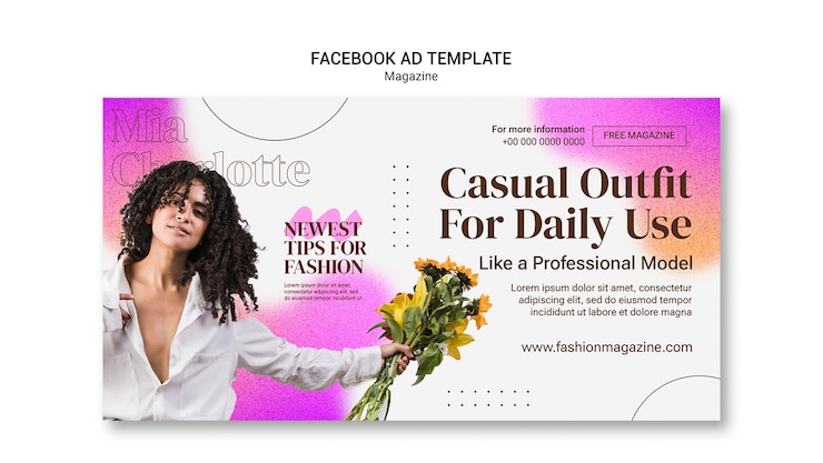 Ücretsiz PSD gradient beauty magazine facebook template