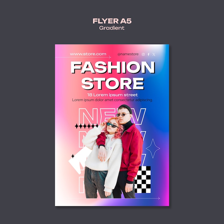 Ücretsiz PSD gradient moda şablonu design'ı
