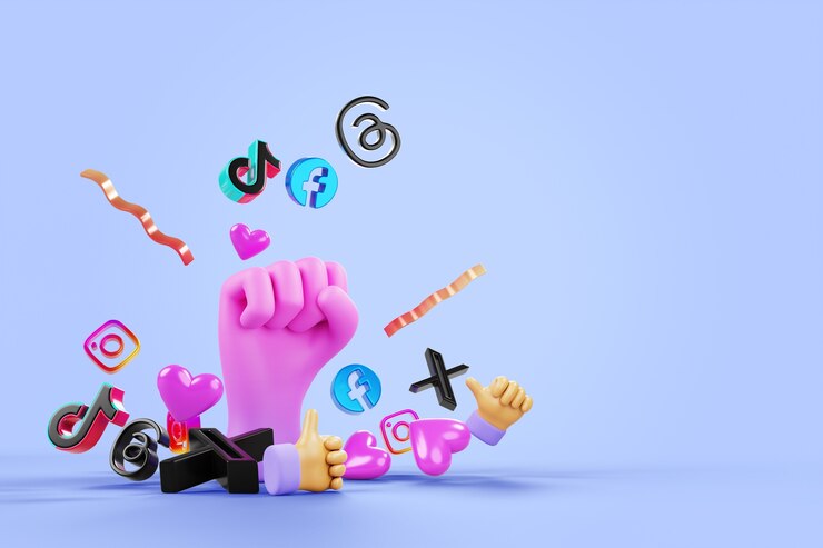 Ücretsiz PSD hands and social media background