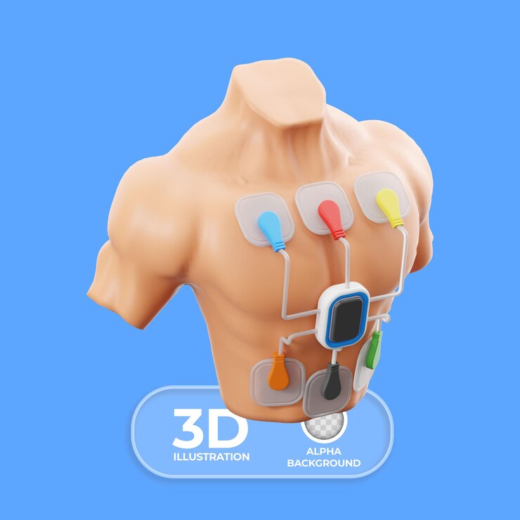 Ücretsiz PSD holter monitoring medical test 3d illustration