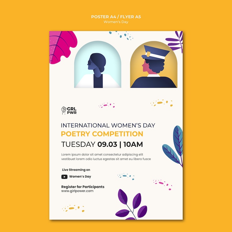 Ücretsiz PSD international women's day print template