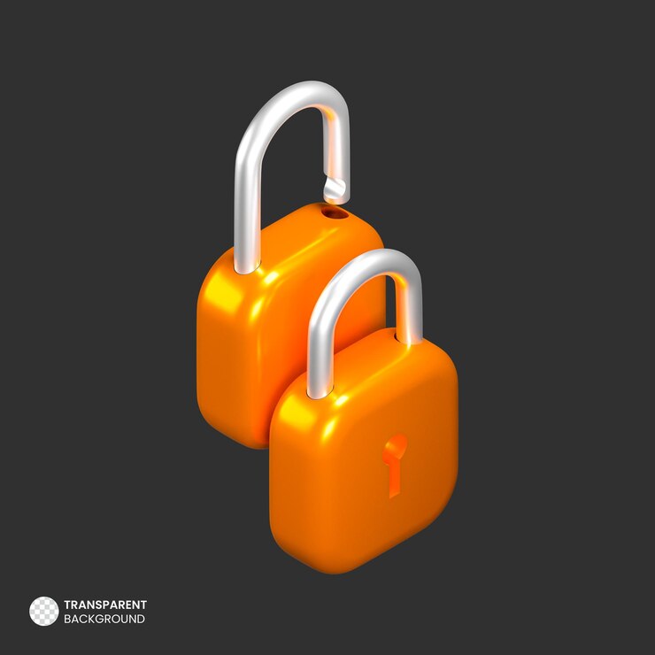 Ücretsiz PSD isolated 3d metal padlock icon
