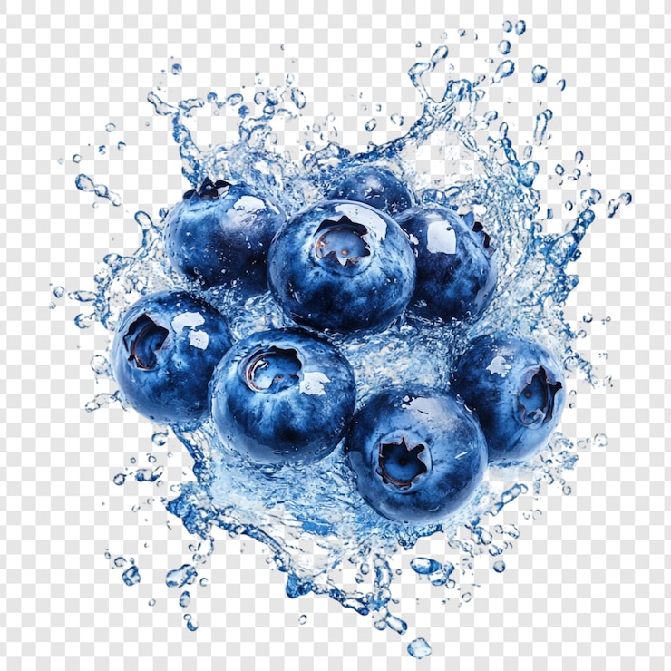 Ücretsiz PSD juicy blueberries splashing in water a refreshing burst of summer