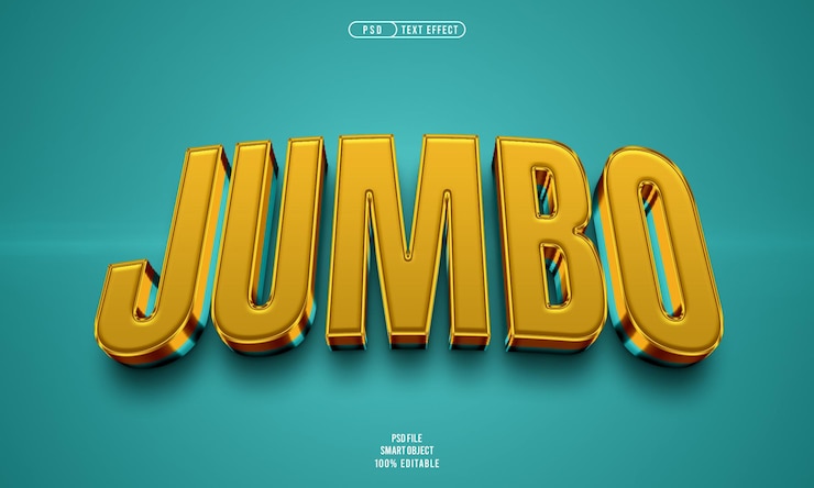 Ücretsiz PSD jumbo 3d editable text effect
