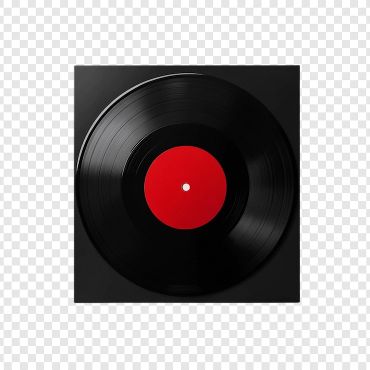 Ücretsiz PSD klasik müzik i̇konu kırmızı etiketli vintage vinil plak