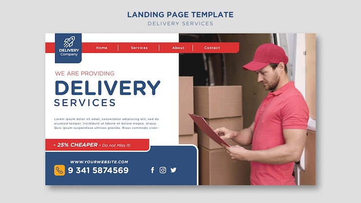 Ücretsiz PSD landing page delivery services template