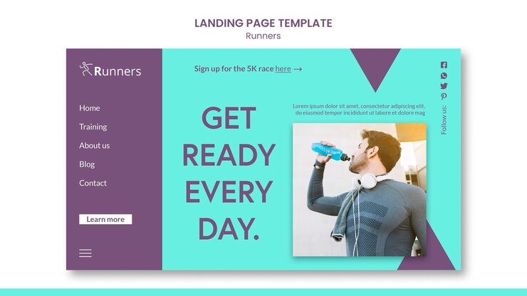 Ücretsiz PSD landing page running training template