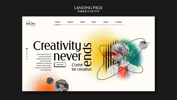 Ücretsiz PSD landing page template for creativity