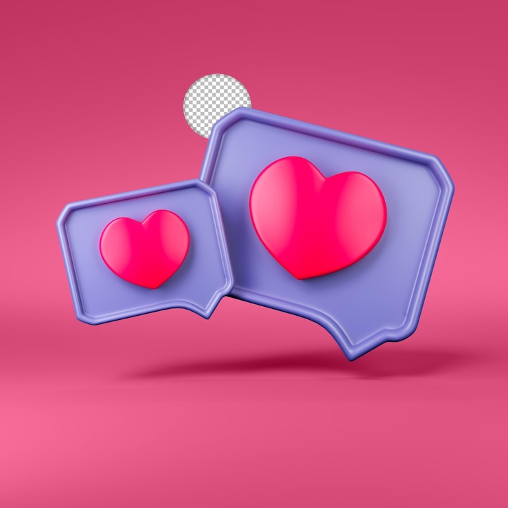 Ücretsiz PSD love chat message notification icon isolated 3d render illustration