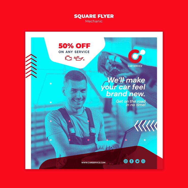 Ücretsiz PSD mechanic flyer template theme