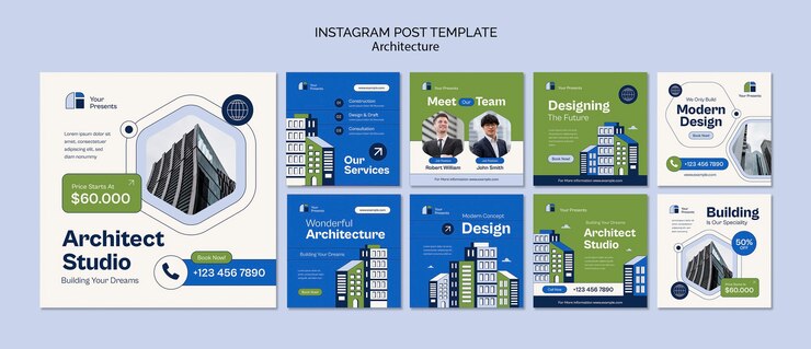 Ücretsiz PSD mimari projesi instagram gönderileri