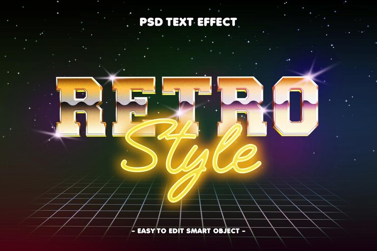 Ücretsiz PSD modern retro 3d stil metin efekti