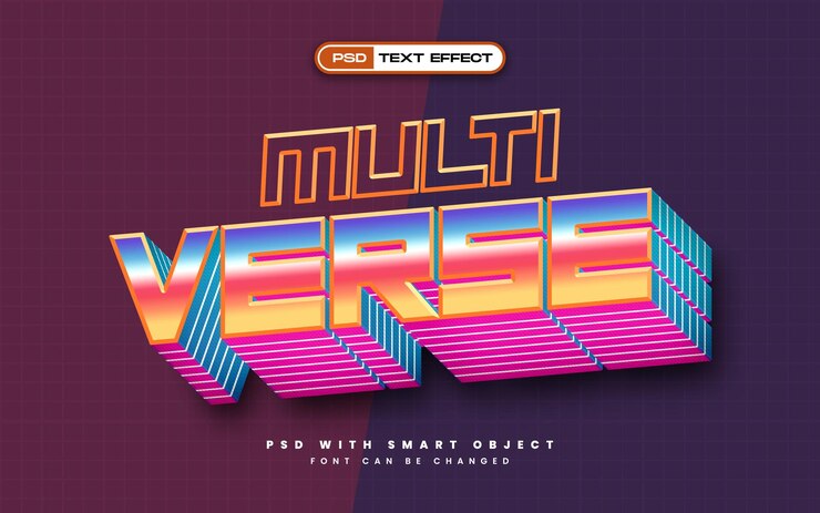 Ücretsiz PSD modern retro multi verse metin efekti