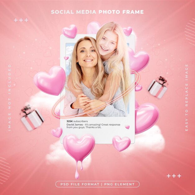 mothers day social media photo frame 3d render illustration