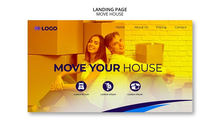 Ücretsiz PSD move house business landing page template
