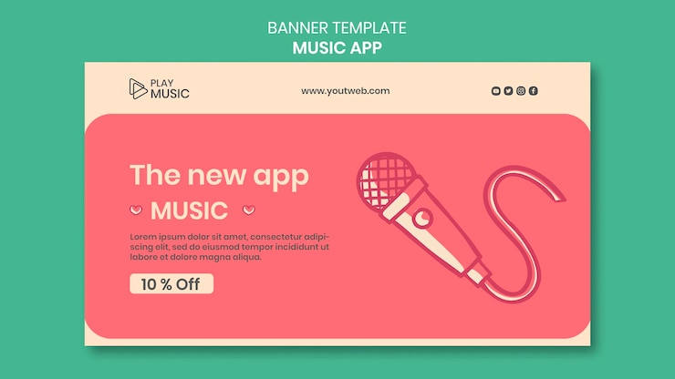 Ücretsiz PSD music app banner template