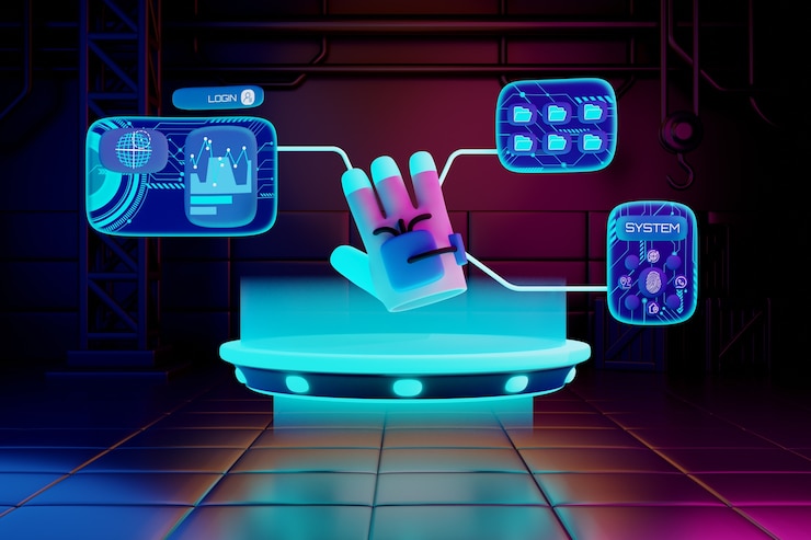 Ücretsiz PSD neon metaverse fütüristik illüstrasyon