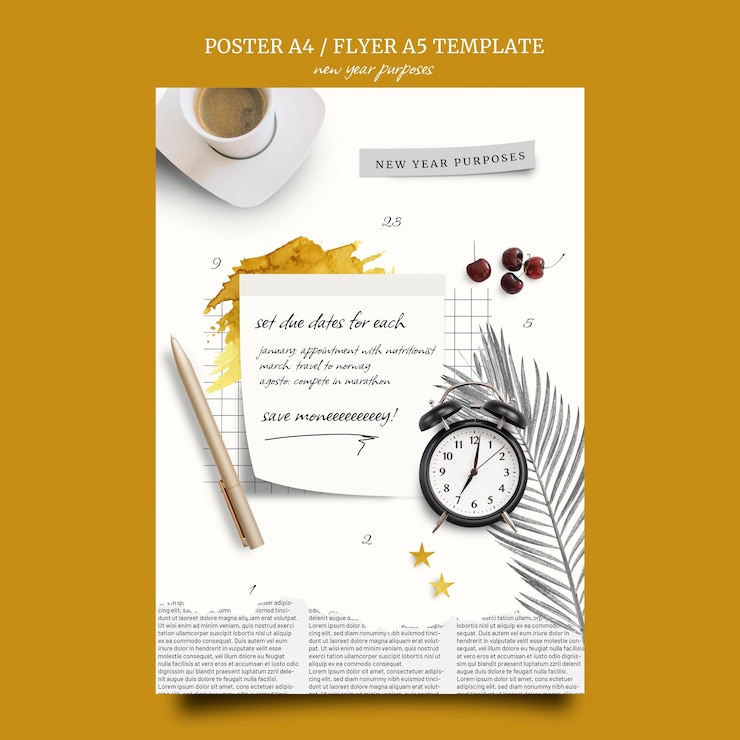 Ücretsiz PSD new year purposes print template