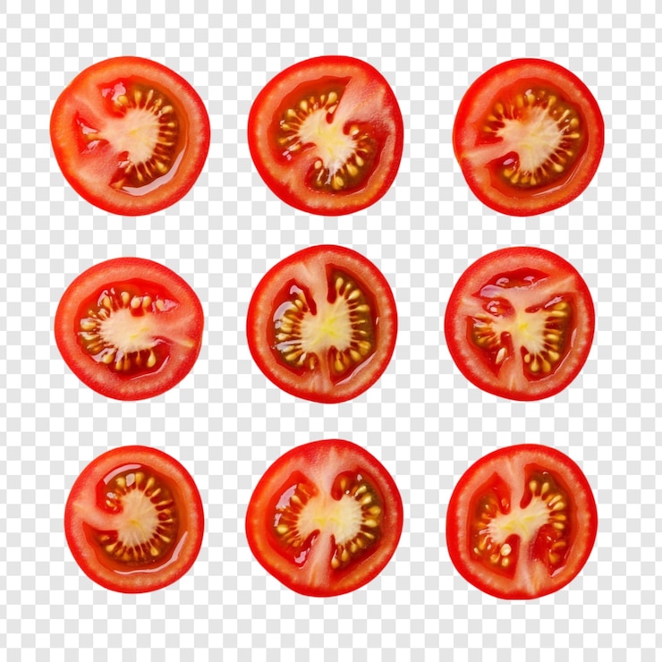 Ücretsiz PSD nine slices of juicy red tomatoes