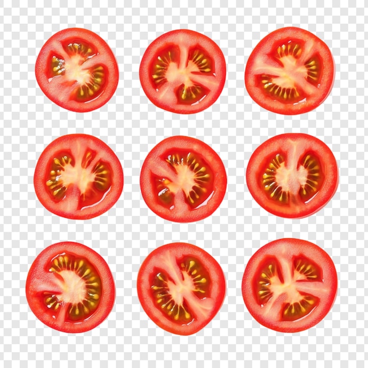 Ücretsiz PSD nine slices of juicy red tomatoes