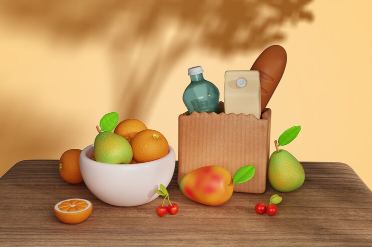 Ücretsiz PSD nutrition still life illustration