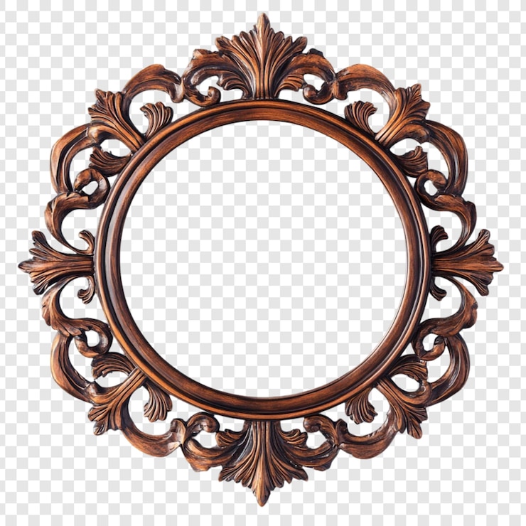 Ücretsiz PSD ornate circular wooden frame a decorative masterpiece